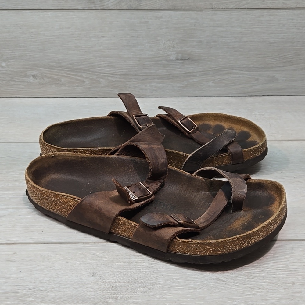 Birkenstock Women Mayari Loop Toe Brown Flats Sandals Shoes Sz 38/7 Regular